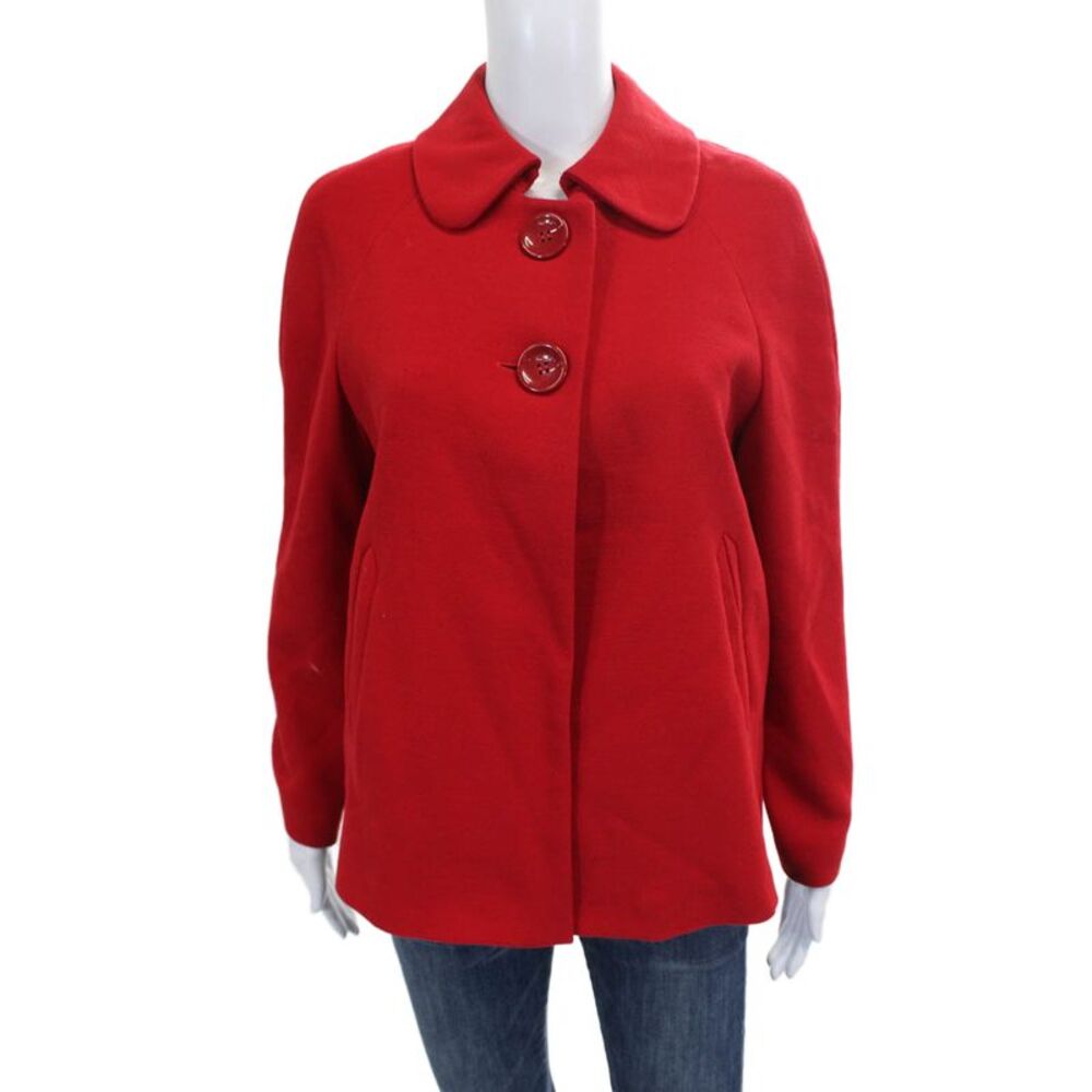 Zara Basic Women Basic Jacket Red Acetate Button Long Sleeve Fall Size S